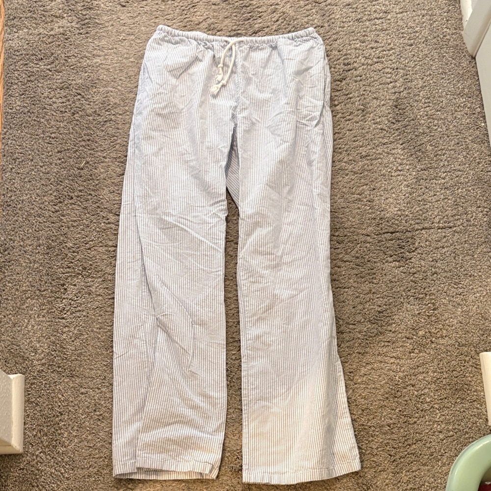 Brandy Melville Blue & White Pinstripe Drawstring Track Pants